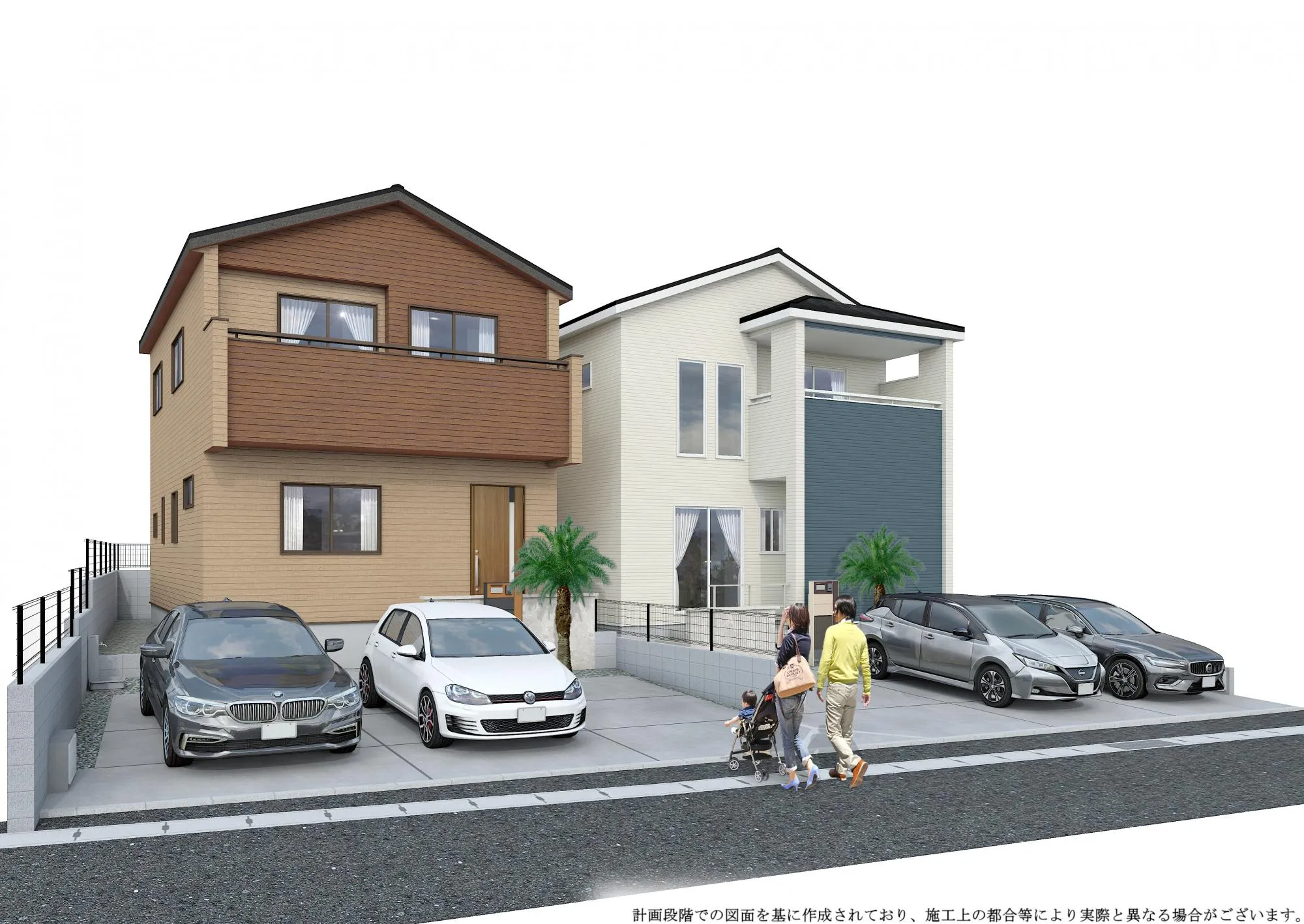 完成予想図:1号棟(左)、2号棟(右)