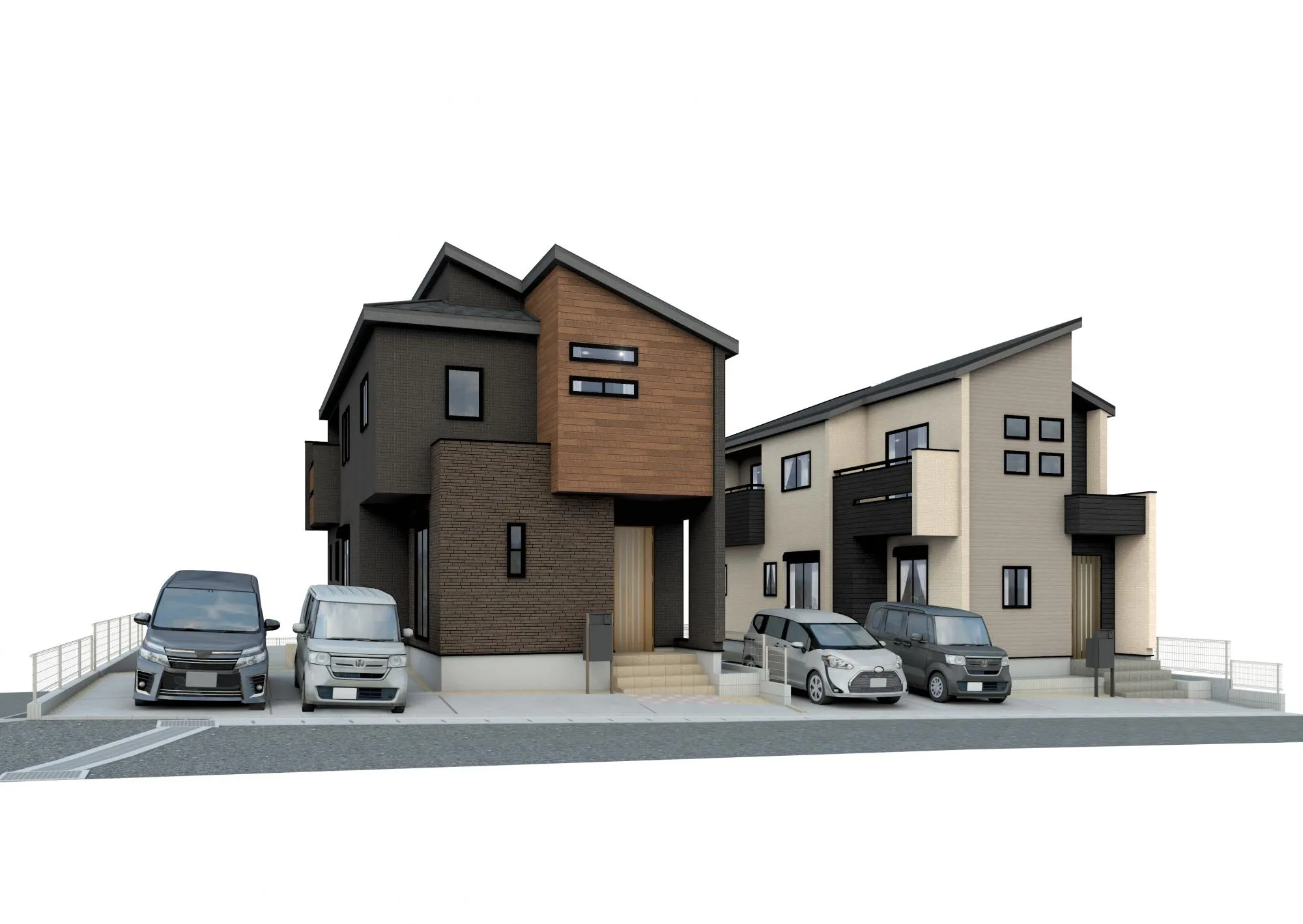 完成予想図(外観)
左2号棟・右1号棟