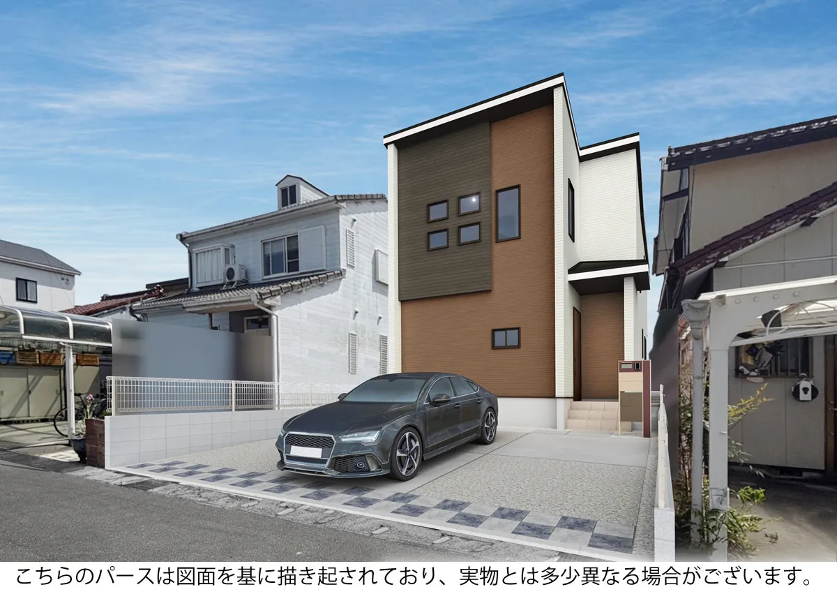 南側に約4.9mのゆとりのある庭スペース♪洗濯物干しや家庭菜園、遊び場など暮らしの幅が広がる限定1棟