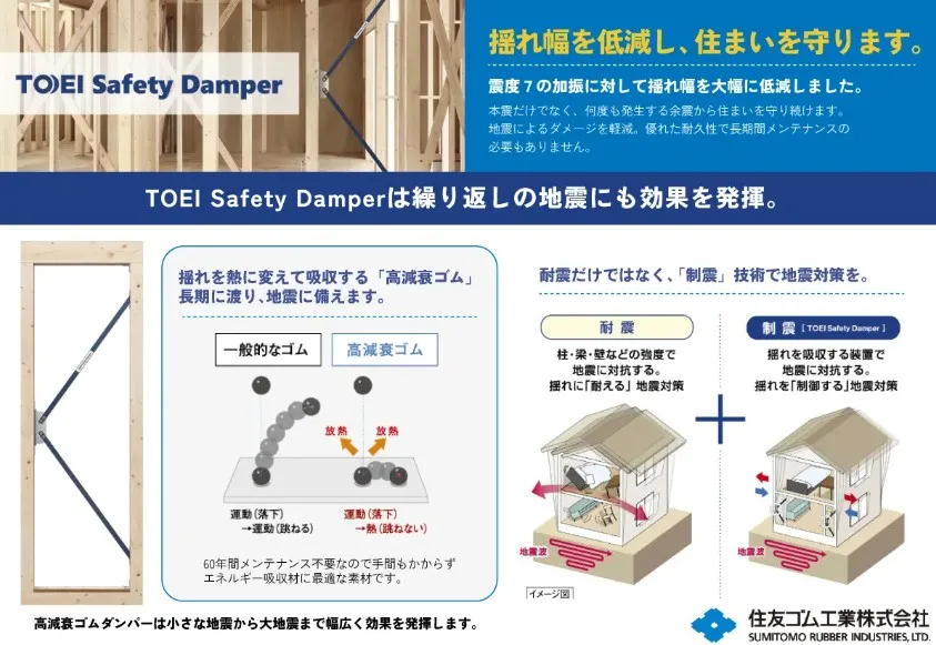 揺れ幅を大幅に低減する【制震ダンパー】